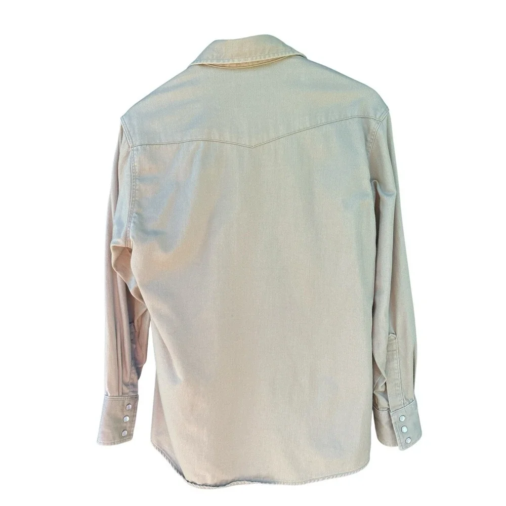 Wrangler FR Flame Resistant Western Snap Shirt Men's M Reg Khaki Tan Workwear